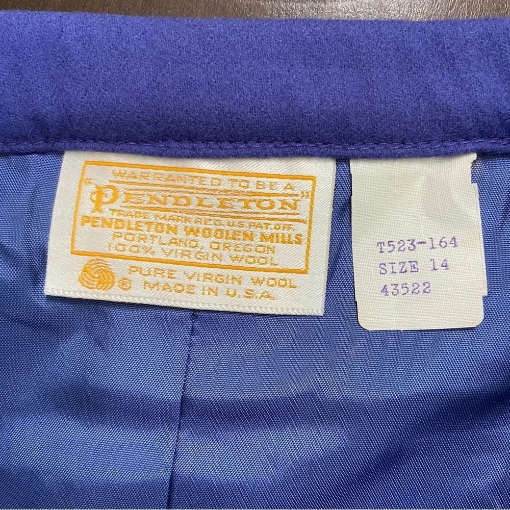 Vintage Pendleton 100% Virgin Wool Skirt Blue Size 14 Made in the USA - Picture 5 of 6